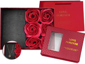 Κουτί με 6 Τριαντάφυλλα & Χώρο για Κόσμημα 13x10x4,5cm