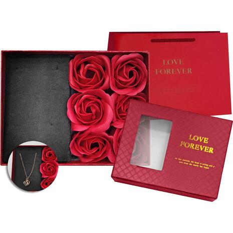 Κουτί με 6 Τριαντάφυλλα & Χώρο για Κόσμημα 13x10x4,5cm