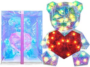 Αρκούδος-Καρδιά Ιριδίζον με φως 27cm