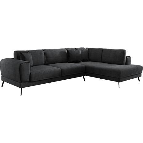 ΚΑΝΑΠΕΣ ΚΡΕΒΑΤΙ ΔΕΞΙΑ ΓΩΝΙΑ ZENORA HM3337.01R ΣΚΟΥΡΟ ΓΚΡΙ ΥΦΑΣΜΑ 303x214x80Υεκ