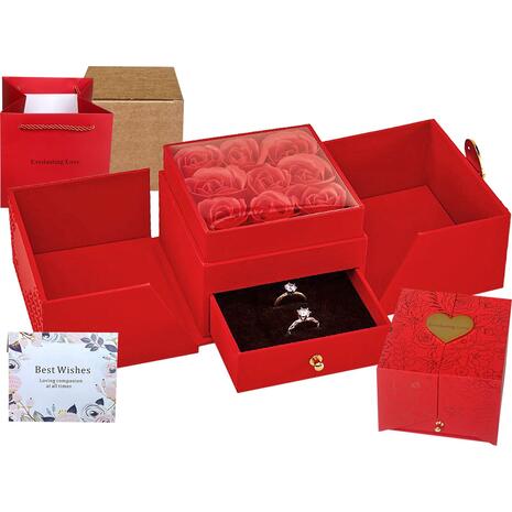 Τριαντάφυλλα σε Κουτί Ανοιγόμενο με Συρτάρι 11,5x11,5x9cm