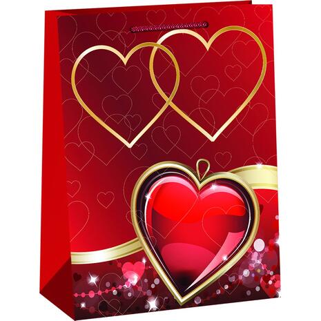 Τσάντα Δώρου Χάρτινη Καρδιές (33cm) 33x26x12cm