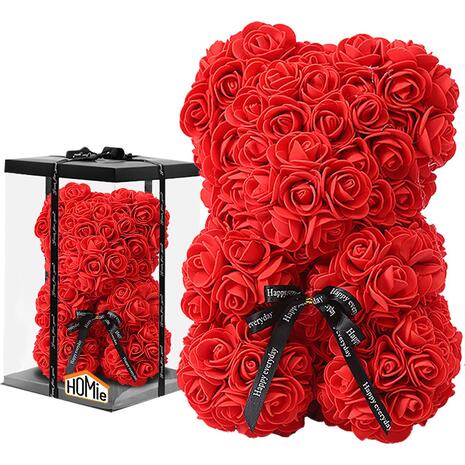 Αρκουδάκι από Τεχνητά Τριαντάφυλλα 25εκ