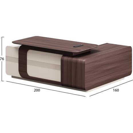 ΓΡΑΦΕΙΟ ΑΡΙΣΤΕΡΗ ΓΩΝΙΑ ΣΕΙΡΑ PRESIDENT HM2147L ΜΕΛΑΜΙΝΗ ΣΕ ΚΑΡΥΔΙ-ΜΠΕΖ 200x160x76Υεκ