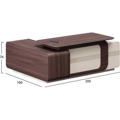 ΓΡΑΦΕΙΟ ΔΕΞΙΑ ΓΩΝΙΑ ΣΕΙΡΑ PRESIDENT HM2147R ΜΕΛΑΜΙΝΗ ΣΕ ΚΑΡΥΔΙ-ΜΠΕΖ 200x160x76Υεκ