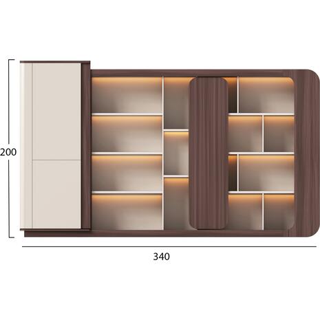ΒΙΒΛΙΟΘΗΚΗ ΣΕΙΡΑ PRESIDENT HM2149 ΜΕΛΑΜΙΝΗ ΜΠΕΖ & ΚΑΡΥΔΙ--LED ΦΩΤΙΣΜΟΣ 340x40x200Υεκ