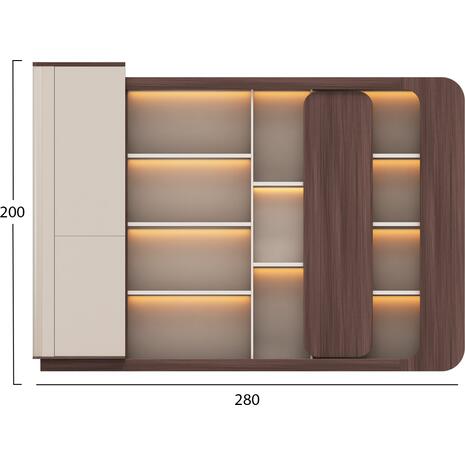 ΒΙΒΛΙΟΘΗΚΗ ΣΕΙΡΑ PRESIDENT HM2148 ΜΕΛΑΜΙΝΗ ΜΠΕΖ & ΚΑΡΥΔΙ--LED ΦΩΤΙΣΜΟΣ 280x40x200Υεκ