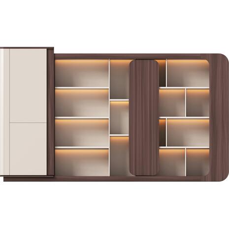 ΒΙΒΛΙΟΘΗΚΗ ΣΕΙΡΑ PRESIDENT HM2149 ΜΕΛΑΜΙΝΗ ΜΠΕΖ & ΚΑΡΥΔΙ--LED ΦΩΤΙΣΜΟΣ 340x40x200Υεκ