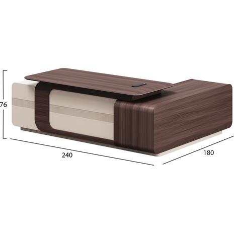 ΓΡΑΦΕΙΟ ΑΡΙΣΤΕΡΗ ΓΩΝΙΑ ΣΕΙΡΑ PRESIDENT HM2146L ΜΕΛΑΜΙΝΗ ΣΕ ΚΑΡΥΔΙ-ΜΠΕΖ 240x180x76Υεκ