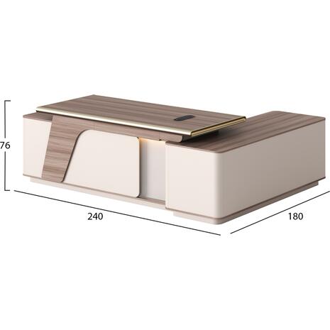 ΓΡΑΦΕΙΟ ΑΡΙΣΤΕΡΗ ΓΩΝΙΑ SUPERON HM2136L ΜΕΛΑΜΙΝΗ ΦΥΣΙΚΟ-ΜΠΕΖ--LED ΦΩΤΙΣΜΟΣ 240x180x76Υεκ