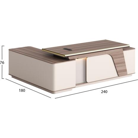 ΓΡΑΦΕΙΟ ΔΕΞΙΑ ΓΩΝΙΑ SUPERON HM2136R ΜΕΛΑΜΙΝΗ ΦΥΣΙΚΟ-ΜΠΕΖ--LED ΦΩΤΙΣΜΟΣ 240x180x76Υ