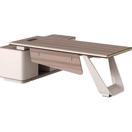 ΓΡΑΦΕΙΟ ΔΕΞΙΑ ΓΩΝΙΑ SUPERON HM2139R ΜΕΛΑΜΙΝΗ ΦΥΣΙΚΟ-ΜΠΕΖ--ΜΕΤΑΛ. ΠΟΔΙ 240x180x76Υ