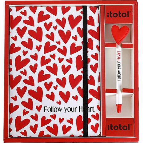 Σετ σημειωματάριο με λάστιχο & στυλό i-Total XL1831B Heart A5
