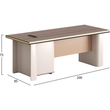 ΓΡΑΦΕΙΟ ΣΕΙΡΑ SUPERON HM2138 ΜΕΛΑΜΙΝΗ ΦΥΣΙΚΟ-ΜΠΕΖ 200x85x75Υεκ.