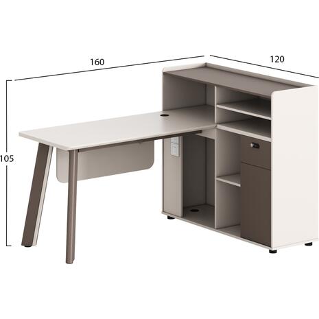 ΓΡΑΦΕΙΟ ΔΕΞΙΑ ΓΩΝΙΑ NEWLINE HM18275R ΜΕΛΑΜΙΝΗ ΕΚΡΟΥ--ΠΟΔΙΑ ΑΛΟΥΜΙΝΙΟΥ 160x120x105Υεκ