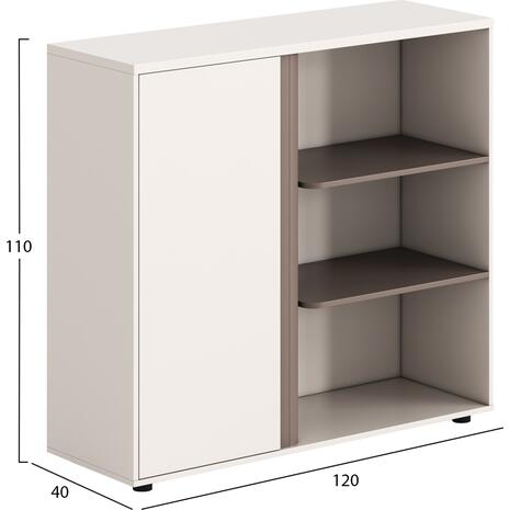 ΝΤΟΥΛΑΠΙ/ΒΙΒΛΙΟΘΗΚΗ NEWLINE HM18282 ΜΕΛΑΜΙΝΗ ΛΕΥΚΗ & ΑΝΟΙΧΤΟ ΚΑΦΕ 120x40x110Υεκ.