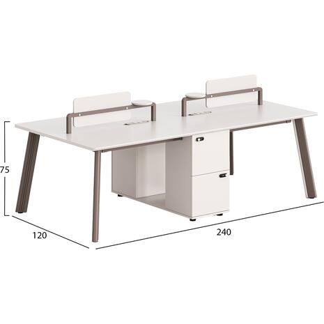 ΣΤΑΘΜΟΣ ΕΡΓΑΣΙΑΣ 4 ΘΕΣΕΩΝ NEWLINE HM18277 ΜΕΛΑΜΙΝΗ ΚΡΕΜ-ΠΟΔΙΑ ΑΛΟΥΜΙΝΙΟΥ 240x120x75Υ