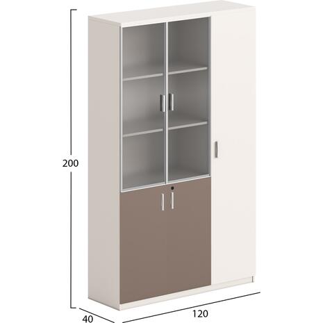 ΒΙΒΛΙΟΘΗΚΗ/ΝΤΟΥΛΑΠΙ NEWLINE HM18280 ΜΕΛΑΜΙΝΗ ΛΕΥΚΗ-ΑΝΟΙΧΤΟ ΚΑΦΕ--ΓΥΑΛΙ 120x40x200Υεκ