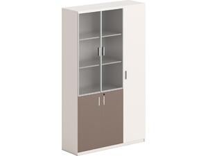 ΒΙΒΛΙΟΘΗΚΗ/ΝΤΟΥΛΑΠΙ NEWLINE HM18280 ΜΕΛΑΜΙΝΗ ΛΕΥΚΗ-ΑΝΟΙΧΤΟ ΚΑΦΕ--ΓΥΑΛΙ 120x40x200Υεκ