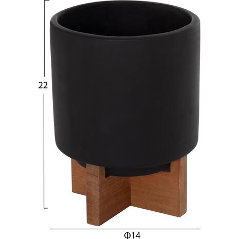 ΣΕΤ 3 ΓΛΑΣΤΡΕΣ ΜΕ TEAK ΒΑΣΕΙΣ TANTI HM4685.01 FIBER CEMENT ΣΕ ΜΑΥΡΟ ΧΡΩΜΑ