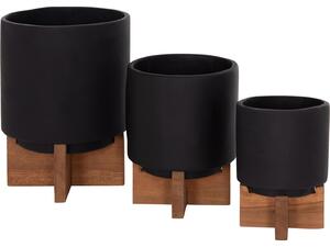 ΣΕΤ 3 ΓΛΑΣΤΡΕΣ ΜΕ TEAK ΒΑΣΕΙΣ TANTI HM4685.01 FIBER CEMENT ΣΕ ΜΑΥΡΟ ΧΡΩΜΑ