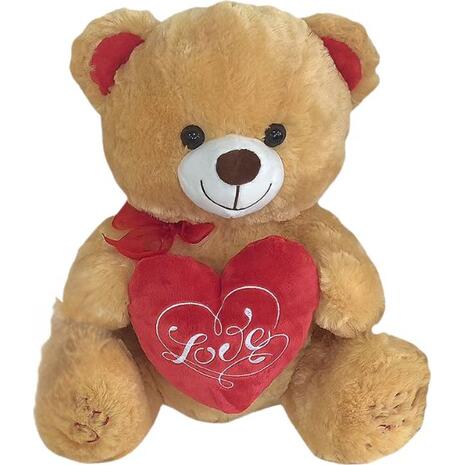 Αρκουδάκι Λούτρινο με Καρδιά 40cm (διάφορα χρώματα)