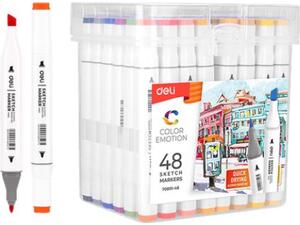 Μαρκαδόροι σxεδίου Deli Color Emotion 70801-48 διπλή μύτη σε πλαστική θήκη (σετ 48 τεμαχίων)