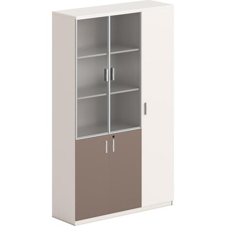 ΒΙΒΛΙΟΘΗΚΗ/ΝΤΟΥΛΑΠΙ NEWLINE HM18280 ΜΕΛΑΜΙΝΗ ΛΕΥΚΗ-ΑΝΟΙΧΤΟ ΚΑΦΕ--ΓΥΑΛΙ 120x40x200Υεκ