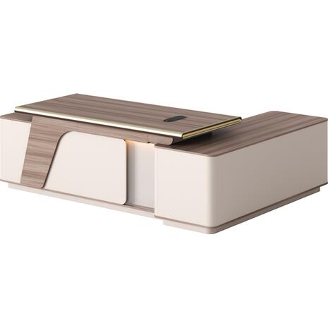 ΓΡΑΦΕΙΟ ΑΡΙΣΤΕΡΗ ΓΩΝΙΑ SUPERON HM2136L ΜΕΛΑΜΙΝΗ ΦΥΣΙΚΟ-ΜΠΕΖ--LED ΦΩΤΙΣΜΟΣ 240x180x76Υεκ