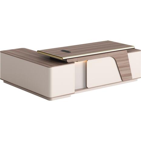 ΓΡΑΦΕΙΟ ΔΕΞΙΑ ΓΩΝΙΑ SUPERON HM2136R ΜΕΛΑΜΙΝΗ ΦΥΣΙΚΟ-ΜΠΕΖ--LED ΦΩΤΙΣΜΟΣ 240x180x76Υ