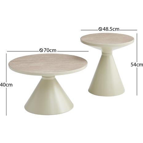 ΣΕΤ 2 ΤΡΑΠΕΖΙA ΣΑΛΟΝΙΟΥ LYNX HM18316.94 Β' ΔΙΑΛΟΓΗΣ-ΜΕΤΑΛΛΟ & SINTERED STONE TOP