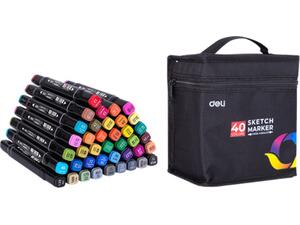 Μαρκαδόροι σχεδίου Deli E70806-40 Color Emotion διπλή μύτη στρογγυλή 1mm και πλακέ 7mm (40 τεμάχια)