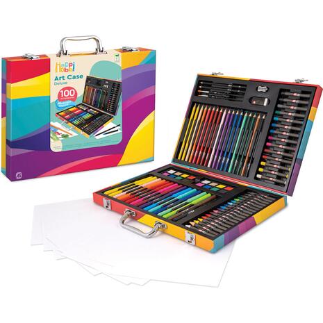 Happihobbi Κασετίνα Ζωγραφικής Deluxe 100 Αξεσουάρ Rainbow (1038-82057)