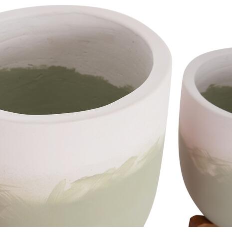 ΓΛΑΣΤΡΕΣ ΣΕΤ 2ΤΜΧ SEON HM4686.09 TERRACOTTA ΣΕ ΛΕΥΚΟ & ΠΡΑΣΙΝΟ--TEAK ΒΑΣΗ