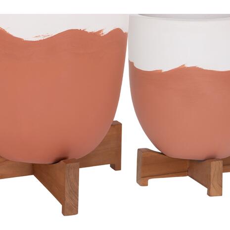 ΓΛΑΣΤΡΕΣ ΣΕΤ 2ΤΜΧ SEON HM4686.08 TERRACOTTA ΣΕ ΛΕΥΚΟ & ΤΕΡΑΚΟΤΑ--TEAK ΒΑΣΗ