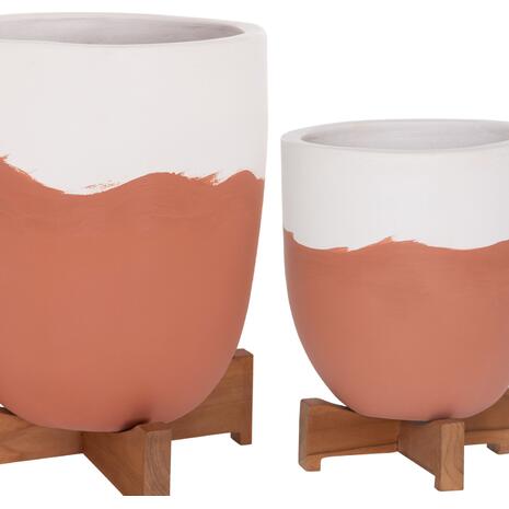 ΓΛΑΣΤΡΕΣ ΣΕΤ 2ΤΜΧ SEON HM4686.08 TERRACOTTA ΣΕ ΛΕΥΚΟ & ΤΕΡΑΚΟΤΑ--TEAK ΒΑΣΗ