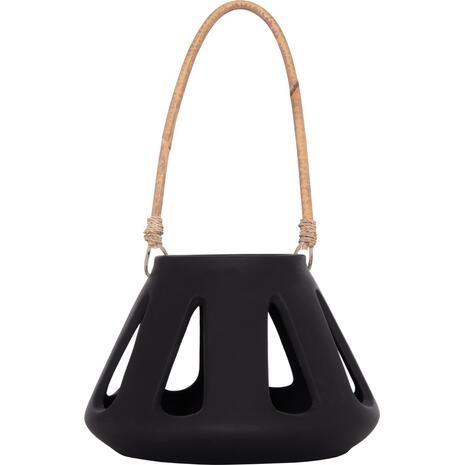 ΕΠΙΤΡΑΠΕΖΙΟ ΦΑΝΑΡΙ ERANTYL HM4696.01S ΜΑΥΡΟ FIBER CEMENT & ΧΕΡΟΥΛΙ RATTAN Φ25x17Yεκ.