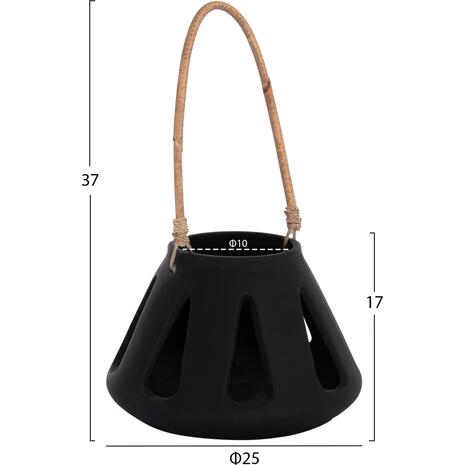 ΕΠΙΤΡΑΠΕΖΙΟ ΦΑΝΑΡΙ ERANTYL HM4696.01S ΜΑΥΡΟ FIBER CEMENT & ΧΕΡΟΥΛΙ RATTAN Φ25x17Yεκ.