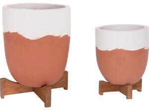 ΓΛΑΣΤΡΕΣ ΣΕΤ 2ΤΜΧ SEON HM4686.08 TERRACOTTA ΣΕ ΛΕΥΚΟ & ΤΕΡΑΚΟΤΑ--TEAK ΒΑΣΗ