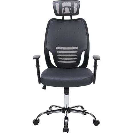 ΚΑΡΕΚΛΑ ΓΡΑΦΕΙΟΥ BRIEF HM1206.02 ΓΚΡΙ MESH--ΒΑΣΗ ΧΡΩΜΙΟΥ 63x64x122Υεκ.