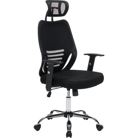 ΚΑΡΕΚΛΑ ΓΡΑΦΕΙΟΥ BRIEF HM1206.01 ΜΑΥΡΟ MESH--ΒΑΣΗ ΧΡΩΜΙΟΥ 63x64x122Υεκ.