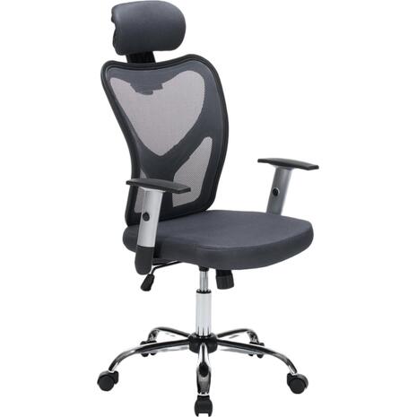 ΚΑΡΕΚΛΑ ΓΡΑΦΕΙΟΥ CUORE HM1207.02 ΜΑΥΡΟΣ ΣΚΕΛΕΤΟΣ-ΓΚΡΙ MESH 63x61x125Υεκ