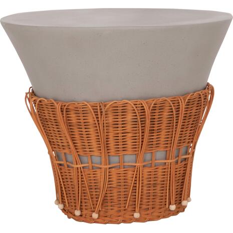 ΤΡΑΠΕΖΙ ΣΑΛΟΝΙΟΥ PERRAL HM18164.03L FIBER CEMENT ΓΚΡΙ-ΦΥΣΙΚΟ RATTAN--Φ55x45Υεκ