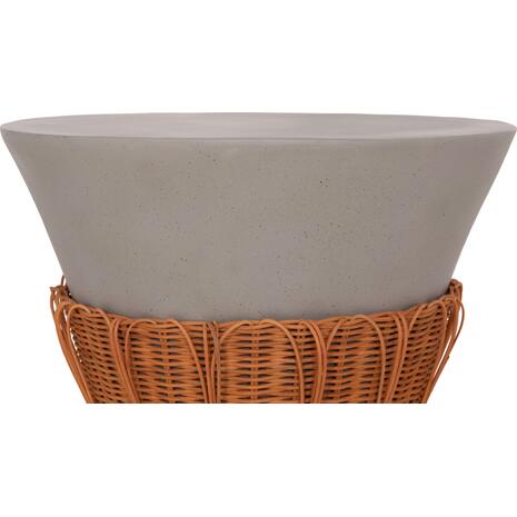 ΤΡΑΠΕΖΙ ΣΑΛΟΝΙΟΥ PERRAL HM18164.03L FIBER CEMENT ΓΚΡΙ-ΦΥΣΙΚΟ RATTAN--Φ55x45Υεκ