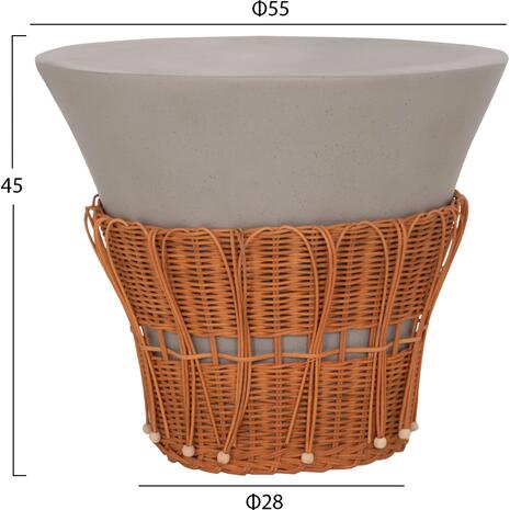 ΤΡΑΠΕΖΙ ΣΑΛΟΝΙΟΥ PERRAL HM18164.03L FIBER CEMENT ΓΚΡΙ-ΦΥΣΙΚΟ RATTAN--Φ55x45Υεκ