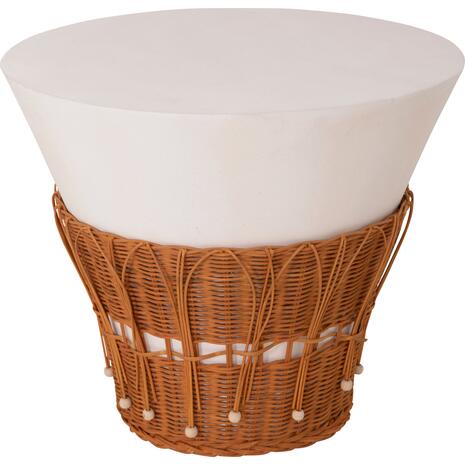 ΤΡΑΠΕΖΙ ΣΑΛΟΝΙΟΥ PERRAL HM18164.02L FIBER CEMENT ΛΕΥΚΟ-ΦΥΣΙΚΟ RATTAN--Φ55x45Υεκ