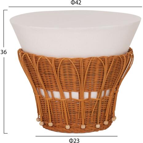 ΤΡΑΠΕΖΙ ΒΟΗΘΗΤΙΚΟ PERRAL HM18164.02S FIBER CEMENT ΛΕΥΚΟ-ΦΥΣΙΚΟ RATTAN--Φ42x36Υεκ