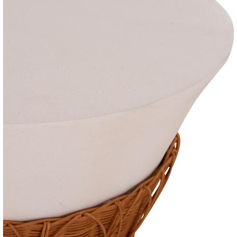 ΤΡΑΠΕΖΙ ΣΑΛΟΝΙΟΥ PERRAL HM18164.02L FIBER CEMENT ΛΕΥΚΟ-ΦΥΣΙΚΟ RATTAN--Φ55x45Υεκ