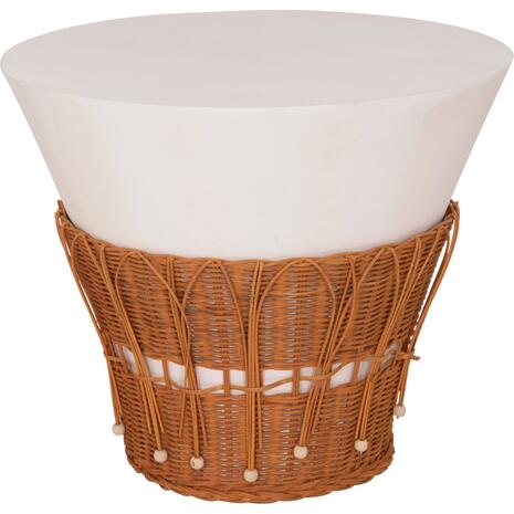 ΤΡΑΠΕΖΙ ΣΑΛΟΝΙΟΥ PERRAL HM18164.02L FIBER CEMENT ΛΕΥΚΟ-ΦΥΣΙΚΟ RATTAN--Φ55x45Υεκ