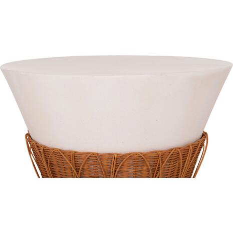 ΤΡΑΠΕΖΙ ΣΑΛΟΝΙΟΥ PERRAL HM18164.02L FIBER CEMENT ΛΕΥΚΟ-ΦΥΣΙΚΟ RATTAN--Φ55x45Υεκ